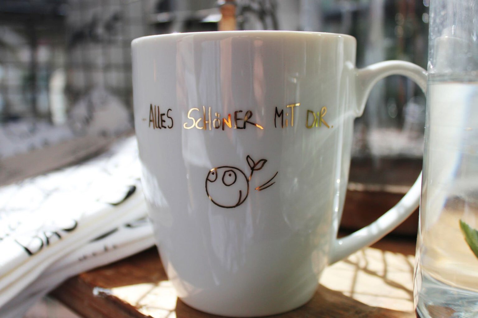 Tasse "Alles schöner mit Dir" Gold Wohngerade